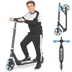 Commugo Foldable Kick Scooter Adjustable Scooter with Big Wheel for 8+ Kids