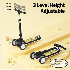 Commugo Kids 3 Wheel Scooter for Ages 3-10 Year Girls/Boys Toddler Scooter Black