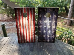 WATERPROOF Grungy USA Flag Cornhole Board Wraps / Cornhole Decals