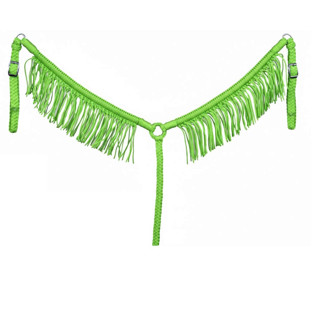Hilason Horse Breast Collar – Flat Braided Paracord with Fringes Light Green
