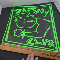 Vintage Bad Boy Club Poster Skateboard Surf Bmx 1980s Neon Green