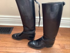 From Spain Equestrian RIDING BOOTS Black Leather Tall Sz Is Estimate 6.5-7