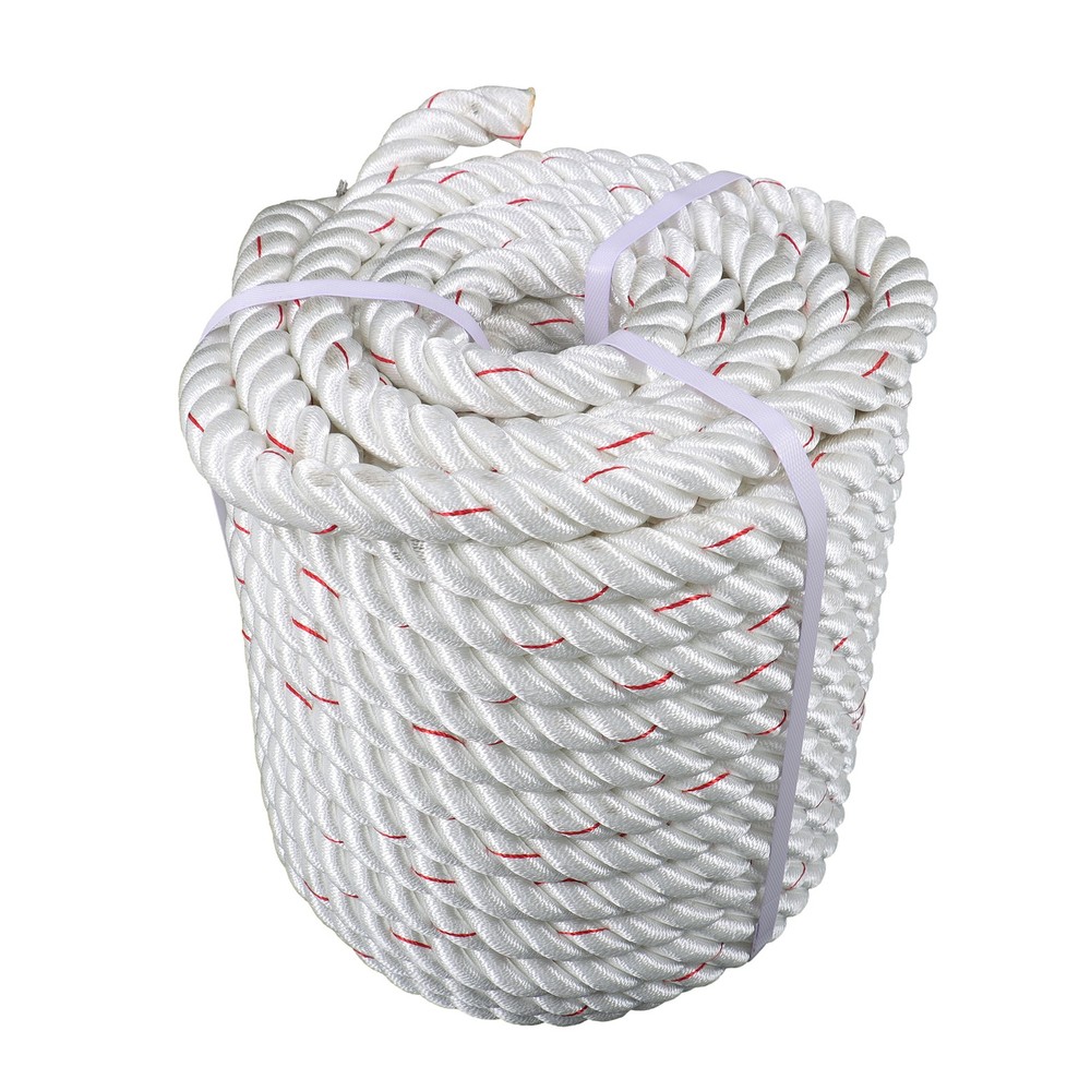 1inch × 120FT High Strength Braided Rope Breaking Strength 3400 Pounds White Red