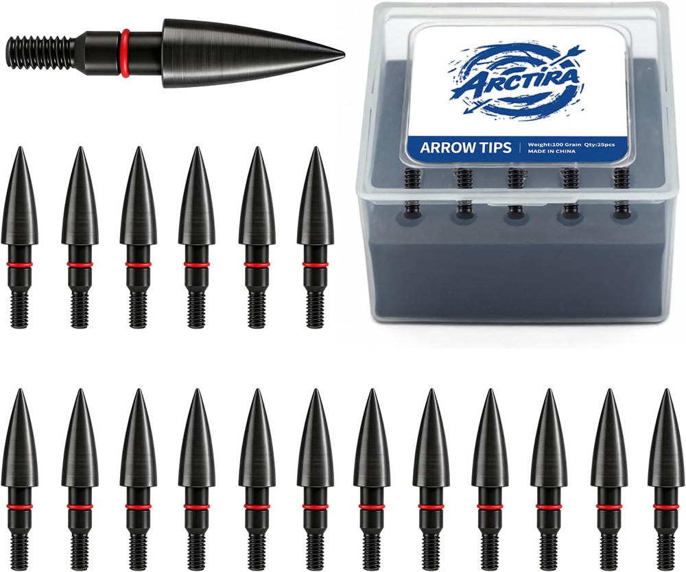 25 PCS Archery Arrow Tips for Archery Target Practice 100/125 Grain Arrowhead Sc