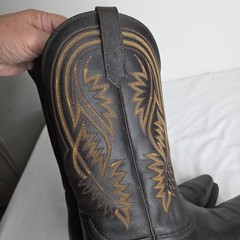 Vintage ARIAT Brown Western Boots Embroidery Decorative Stitching 8.5D