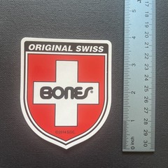 Vintage 2014 Bones Original Swiss￼Skateboarding Sticker Red, Black & White