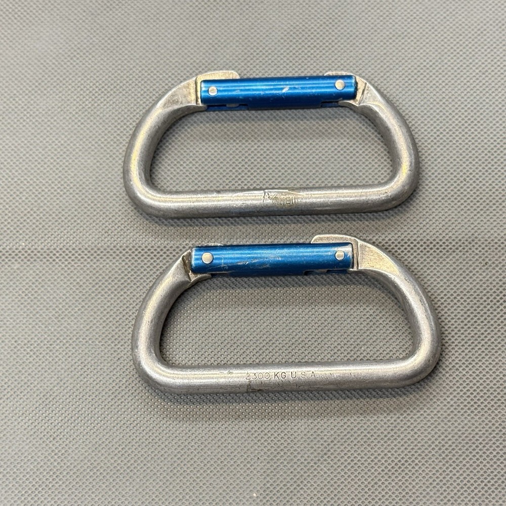 Vintage REI Carabiner 2300 KG USA – D Shape – Blue Gate – Lot of 2
