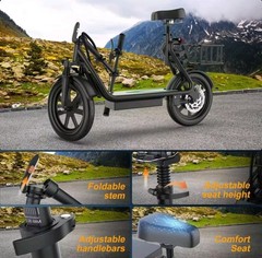 48V 10.5Ah Seated Electric Scooter 500W Folding Removable Battery Black