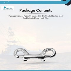 MARINE CITY Double Ended Clip Snap Hook Clip 316 Stainless Steel for Ropes (4″)