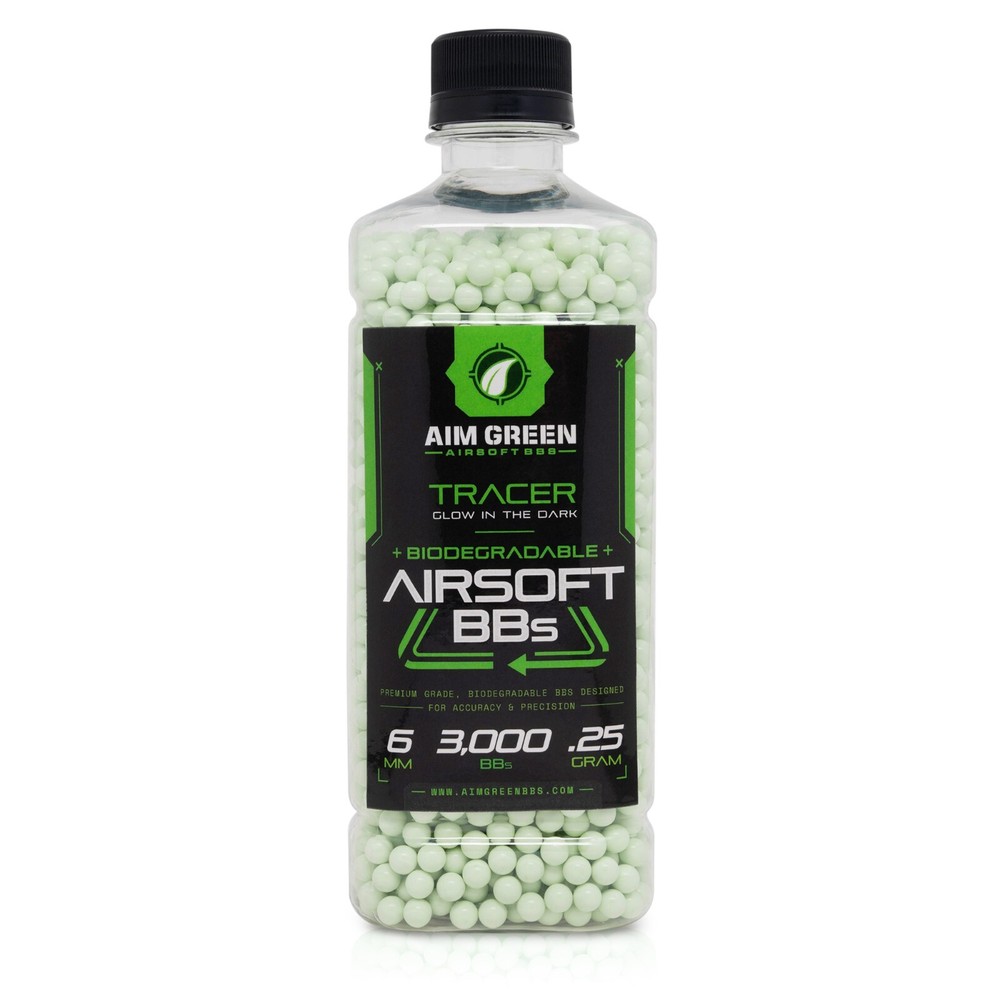 Tracer BBs Glow in The Dark Biodegradable Airsoft BBs 6mm – .25g, 3,000 count