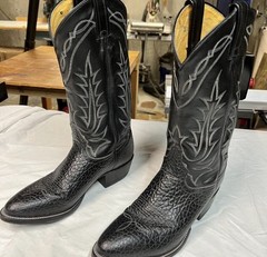 Tony Lama Black Bill Shoulder Cowboy Boots 8.5D