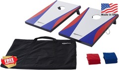 Amazon Basics Portable Cornhole Set, Outdoor Game Bean Bag Toss with Carrying Ca