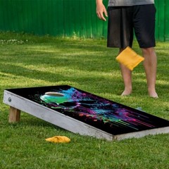 Neon Splatter Paint Skull Gothic Cornhole Board Wraps and Decals Vinyl Sticker