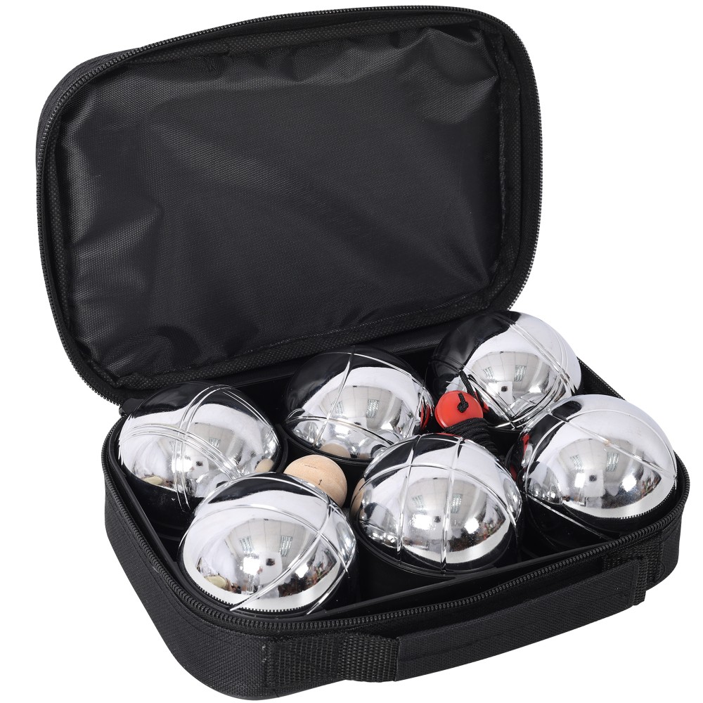 Bocce Ball Set 6 Metal Balls w/ Jack & Bag for Outdoor Beach Lawn Backyard Games