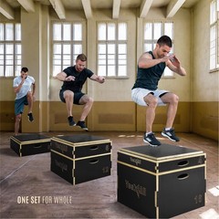 Yes4All 3-in-1 Wooden Plyo Box for Jump Training – 22″x22″, 400lb Cap.