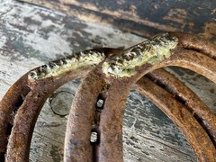 Hand-Forged Pair of 2 Studded Cast Iron Lucky Draft Horseshoes-Farmhouse Decor