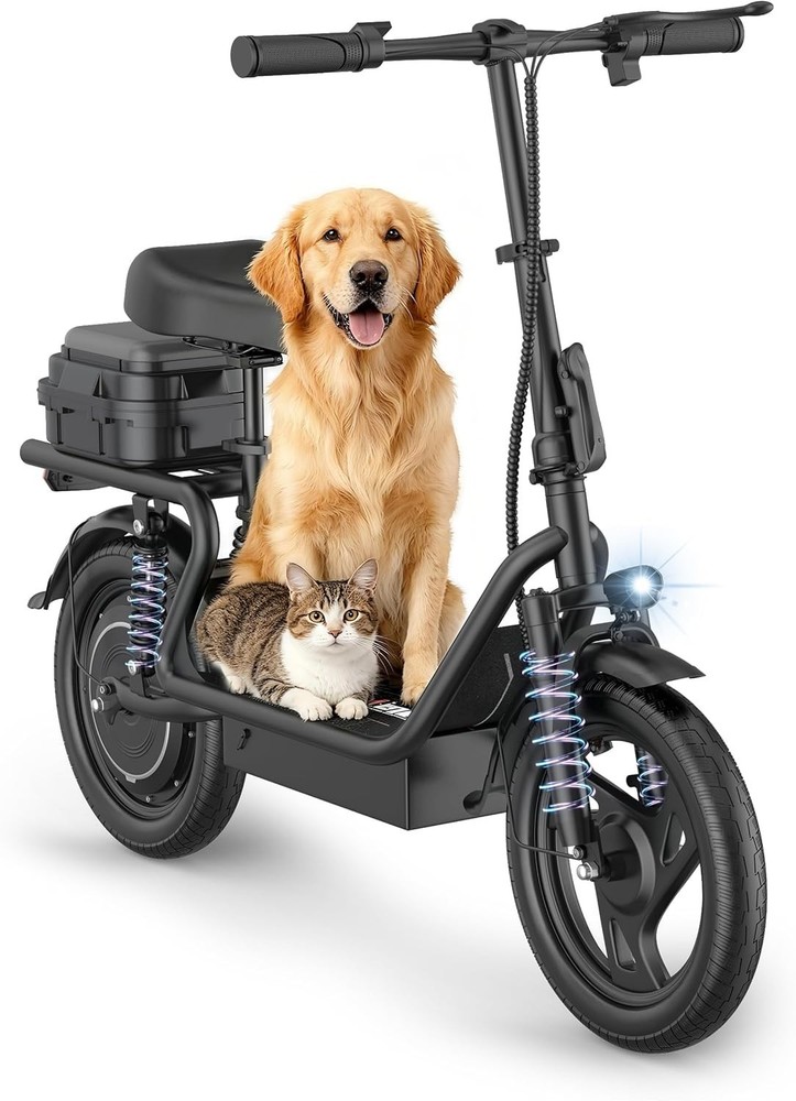 Adults Electric Scooter Peak 750W Peak Motor 48V 10.4ah 28Miles 14″ Tire w/ Seat