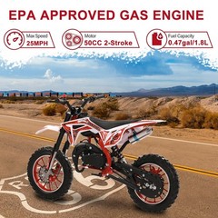 50cc Dirt Bike Pit Bike 2 Stroke Gas Powered Off Road Pull Start for Kids Gift