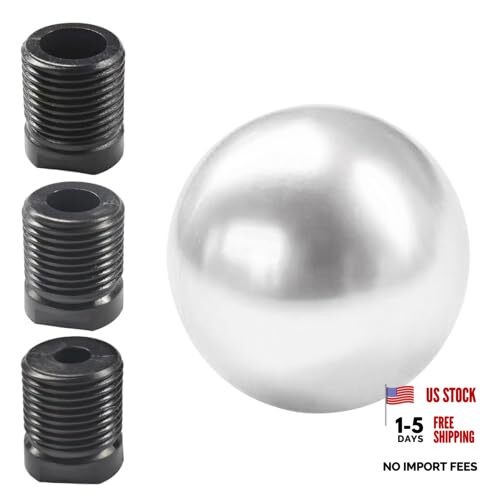 Car Round Ball Gear Shift Knob, Aluminum Alloy Gear Shift Stick Head for Silver