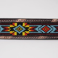 BE BAR H EQUINE Beaded Crystal Basket Tooled Hand Carved Western Leather Men