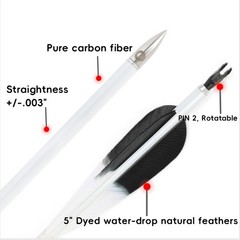 6X 32″ Pure Carbon Arrows .003″ Natural Feather SP500 Archery Bow Hunting Target