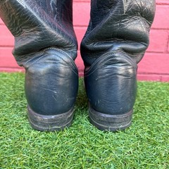 Vintage Tony Lama Black Leather Western Cowboy Boots Mens Size 8 C Rodeo Pullon