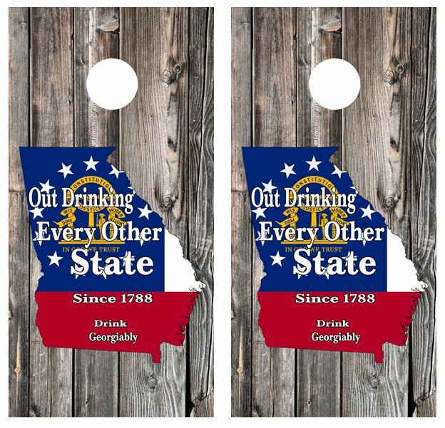 Georgia Out Drinking Every Other State Cornhole Board Wraps FREE LAMINATION 3360