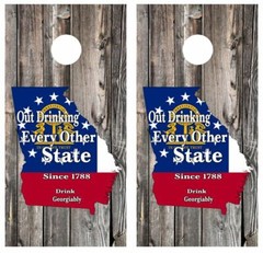 Georgia Out Drinking Every Other State Cornhole Board Wraps FREE LAMINATION 3360