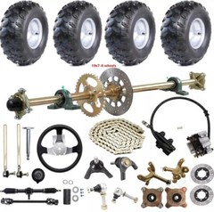 44in Go Kart Rear Axle Kit& Front Steering Assembly& 8in Wheels Golf Cart ATV