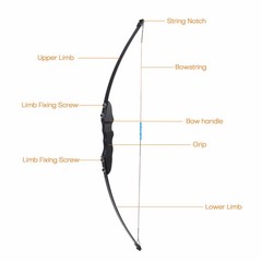 51IN Black Hunter Bow Right Handed Takedown Recurve Bow 40lbs Shoot Longbow