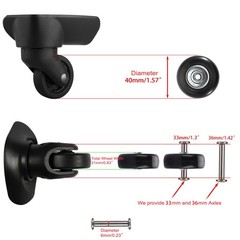 OwnMy 40mm x 18mm Luggage Suitcase x 18mm, Black 40x18mm / 4Pcs