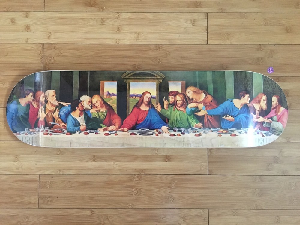 The Last Supper Skateboard Logo Deck DaVinci Box Jesus Christ God Reigns Supreme