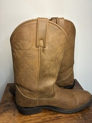 Justin Western Boots Brown Leather Upper JB1100 US 11D Men Equestrian Style
