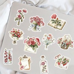 30Pcs Random PET Transparent Rose Flower Valentine’s Day Waterproof Stickers