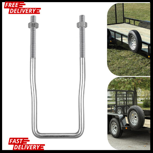 U-Bolt Trailer Spare Tire Bracket, Spare Tire Carrier Galvanized Threaded Spa…