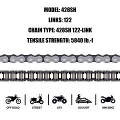 420 Motorcycle Chain 132 Links with Chain Breaker Heavy Duty for 50 70 90 110 12
