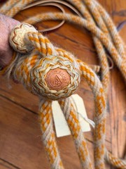 Cowboy Handmade 24 X 48 Plait 5/8″ AMBER ALL- RAWHIDE HACKAMORE By Jimmy Flores