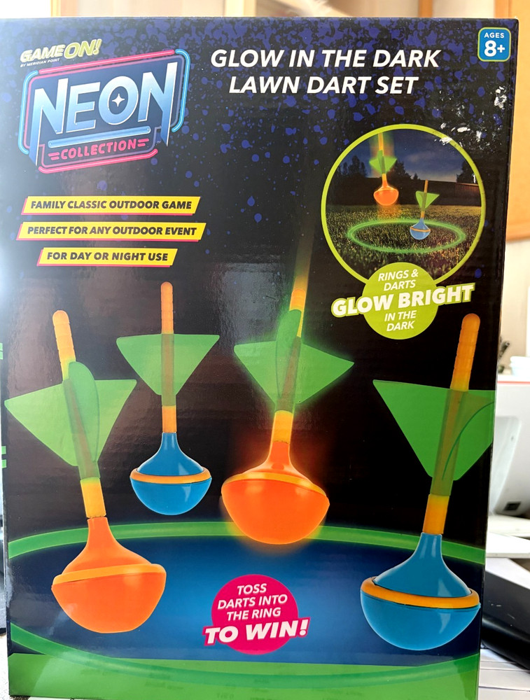 Game On Neon Glow in the Dark Lawn Dart Set Outdoor Yard Game 6 Piece New