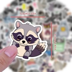 20Pcs Random Cute Raccoon Animal Cartoon Waterproof Stickers