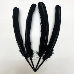 24Pcs Black Turkey Feathers 10~12in Long,Beautiful Feather for Crafts 26-31cm,Bu