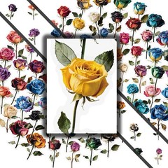 28Pcs Random Vintage Rose Dried Flowers Transparent PET Waterproof Stickers
