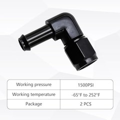 2PCS 6AN Female to 3/8 Car Barb, 90 Degree Swivel Vehicle Hose Fitting AN6-3/8