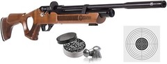 Hatsan Flash Wood QE .25 Cal PCP Air Rifle with 150x Pellets and Targets Bundle