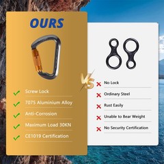 Heavy Duty 30KN Auto Locking Carabiner Auto Lock D Shape Clip for Rock Climbing