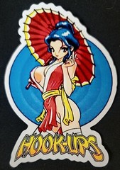 HOOK UPS STICKER «GEISHA BOOBS AND A SMOKE» 1/8 X 4 1/4″ GLOSSY