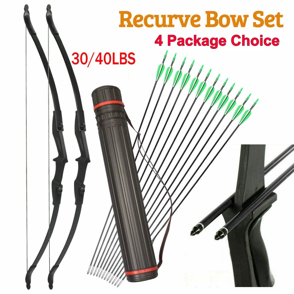 57in Takedown Recurve Bow Right Left Hand Archery Hunting 12Pcs Arrow/Quiver Set
