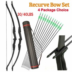 57in Takedown Recurve Bow Right Left Hand Archery Hunting 12Pcs Arrow/Quiver Set