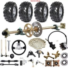 44in Rear Axle Kit + Front Steering End Tie Rod&8″ Wheels Golf Cart Quad Go Kart