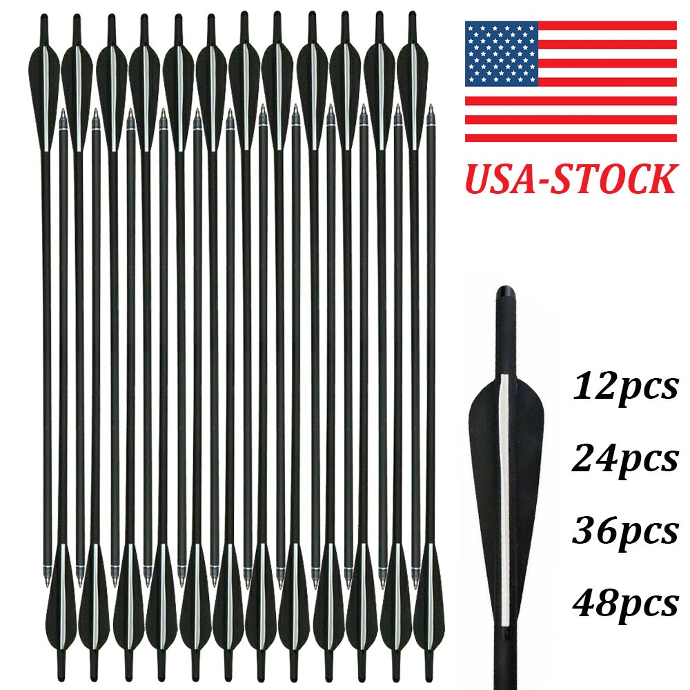 Archery 12-48pcs 20″ Crossbow Bolts Crossbow Arrow OD 8.8MM for Hunting Shooting