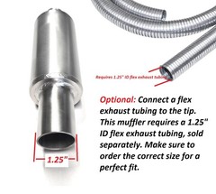 304 Stainless Steel Heavy Duty Muffler 3/4″ NPT – For 6-12 HP Small Engines 1.25